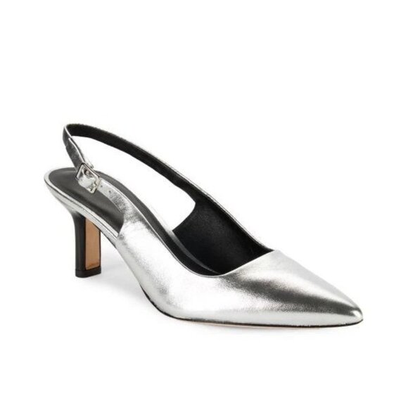 Vince Pandora Pointed Toe Slingback Pump in Silver Size 7.5 - Picture 2 of 13